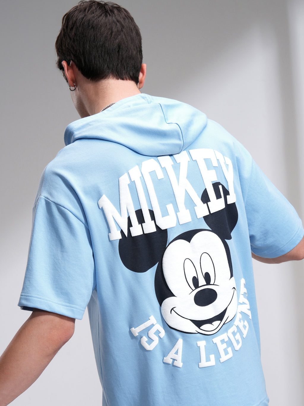 Disney By Highlander Men Blue Mickey Mouse Hooded Pullover Sweatshirt - Blue - Image 1