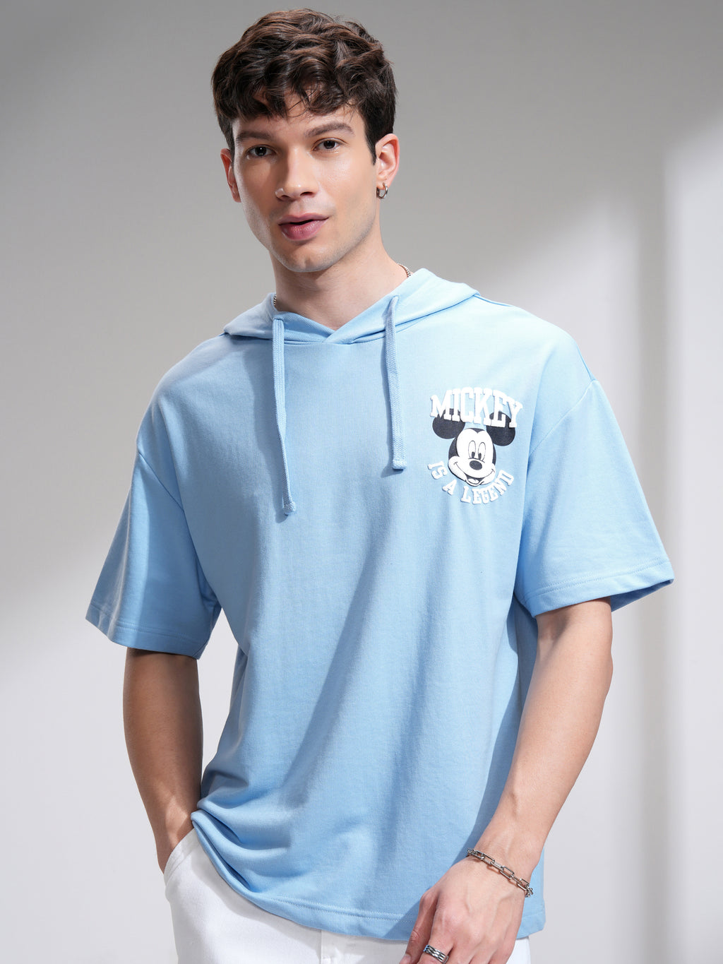 Disney By Highlander Men Blue Mickey Mouse Hooded Pullover Sweatshirt - Blue - Image 3
