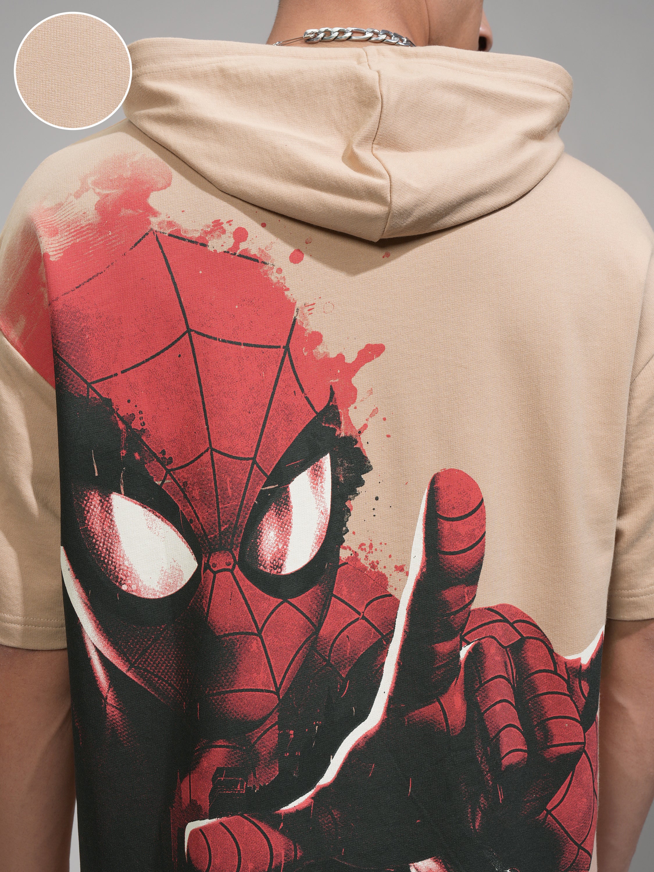Marvel By Highlander Men Brown Spider-Man Hooded Pullover Sweatshirt - Brown - Image 5