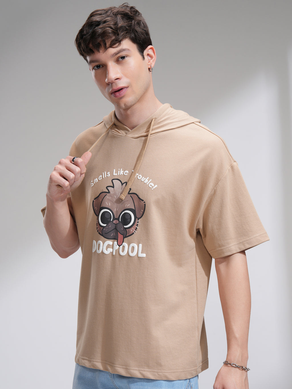 Marvel By Highlander Men Brown Dogpool Hooded Pullover Sweatshirt - Brown - Image 4
