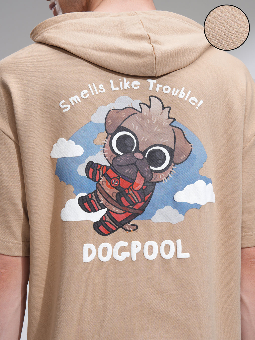 Marvel By Highlander Men Brown Dogpool Hooded Pullover Sweatshirt - Brown - Image 5