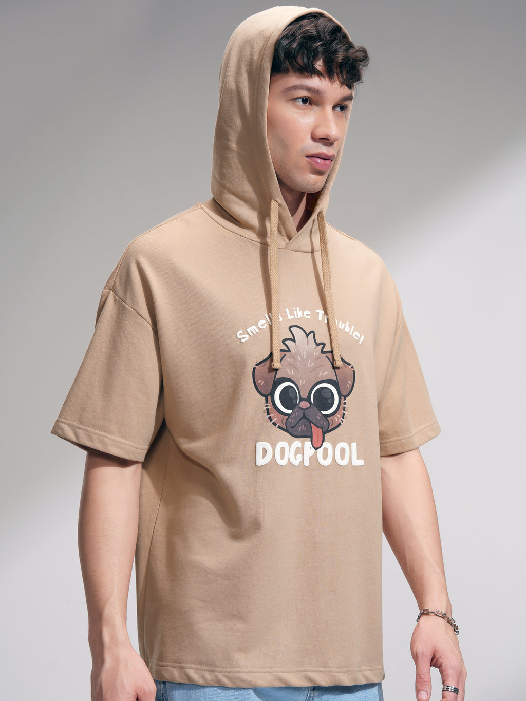 Marvel By Highlander Men Brown Dogpool Hooded Pullover Sweatshirt - Brown - Image 6