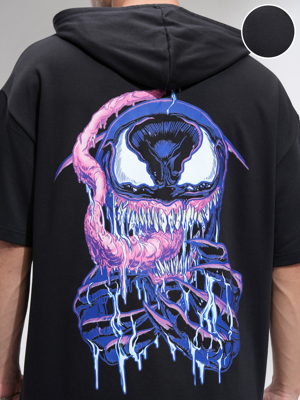 Marvel By Highlander Men Black Venom Hooded Pullover Sweatshirt - Black - Image 5