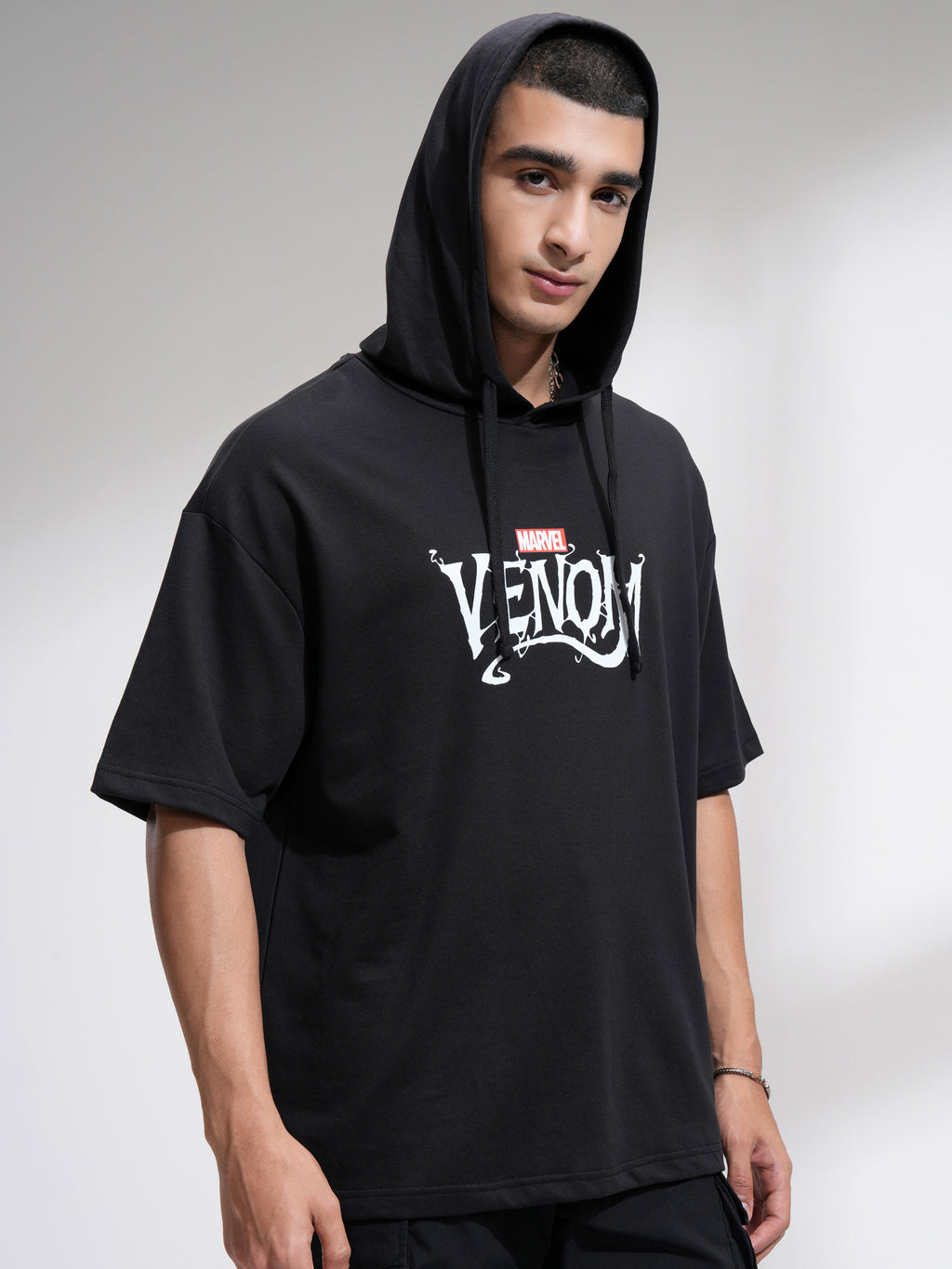 Marvel By Highlander Men Black Venom Hooded Pullover Sweatshirt - Black - Image 6