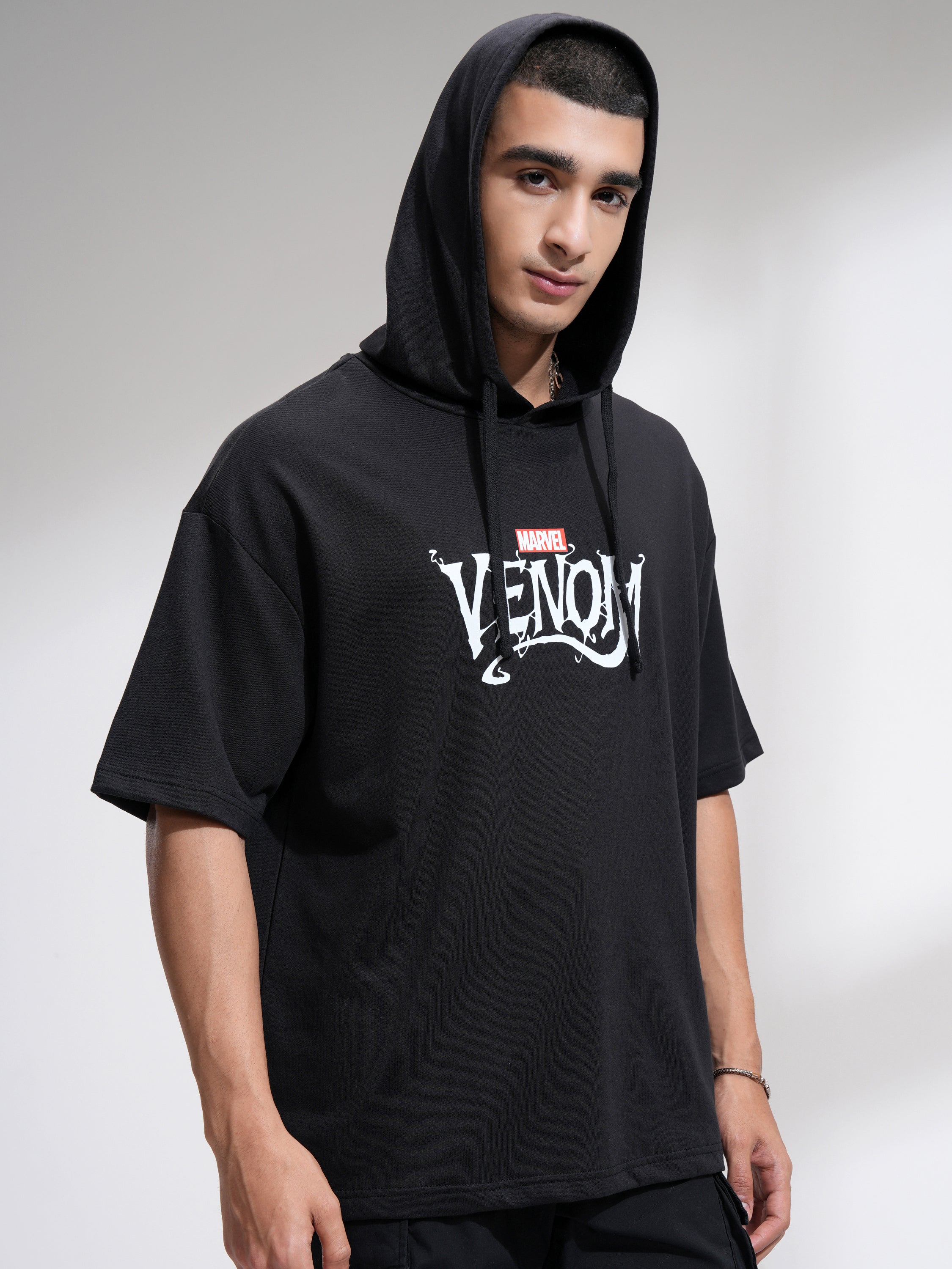 Marvel By Highlander Men Black Venom Hooded Pullover Sweatshirt - Black - Image 6