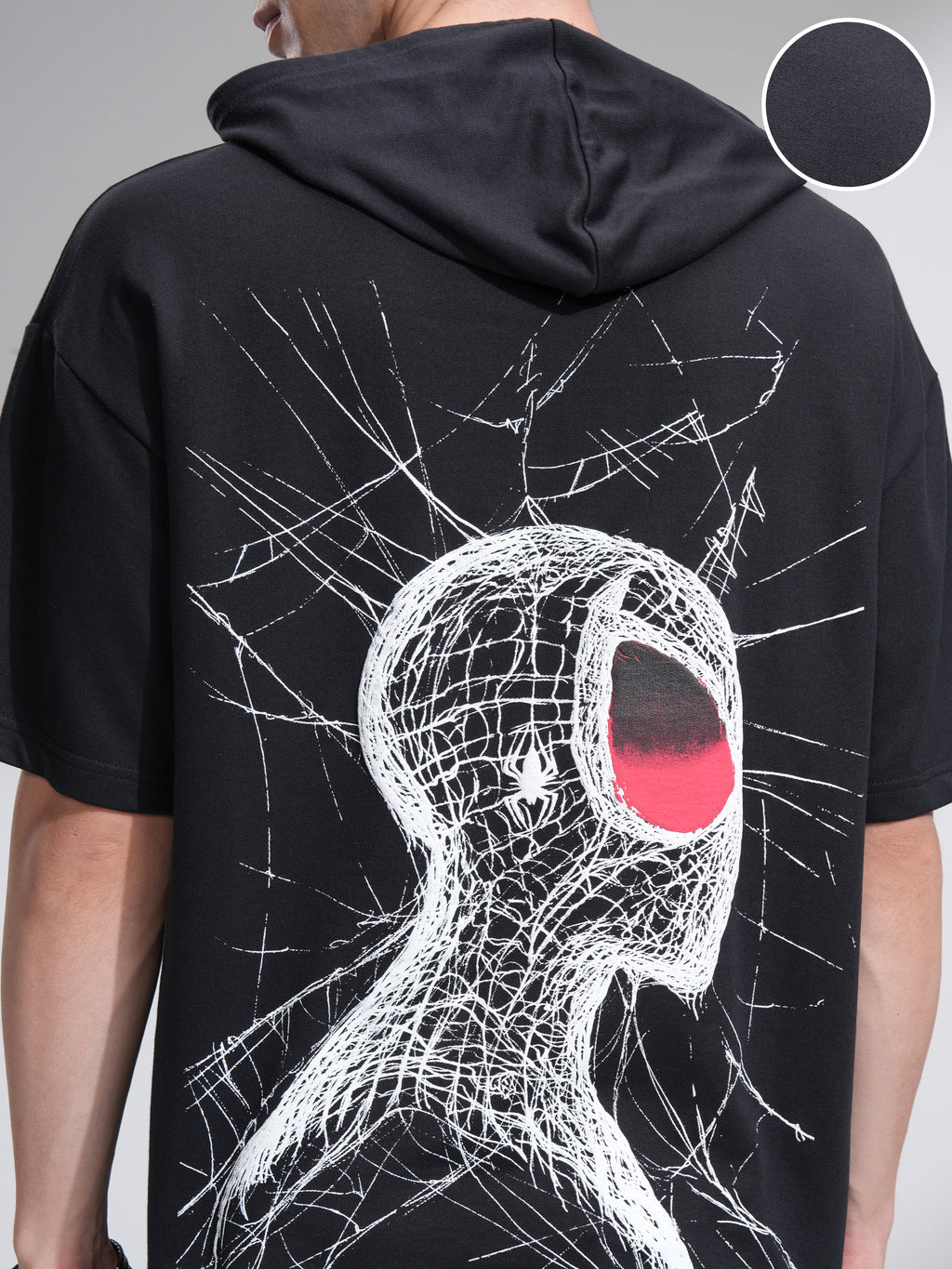 Marvel By Highlander Men Black Spider-Man Hooded Pullover Sweatshirt - Black - Image 5