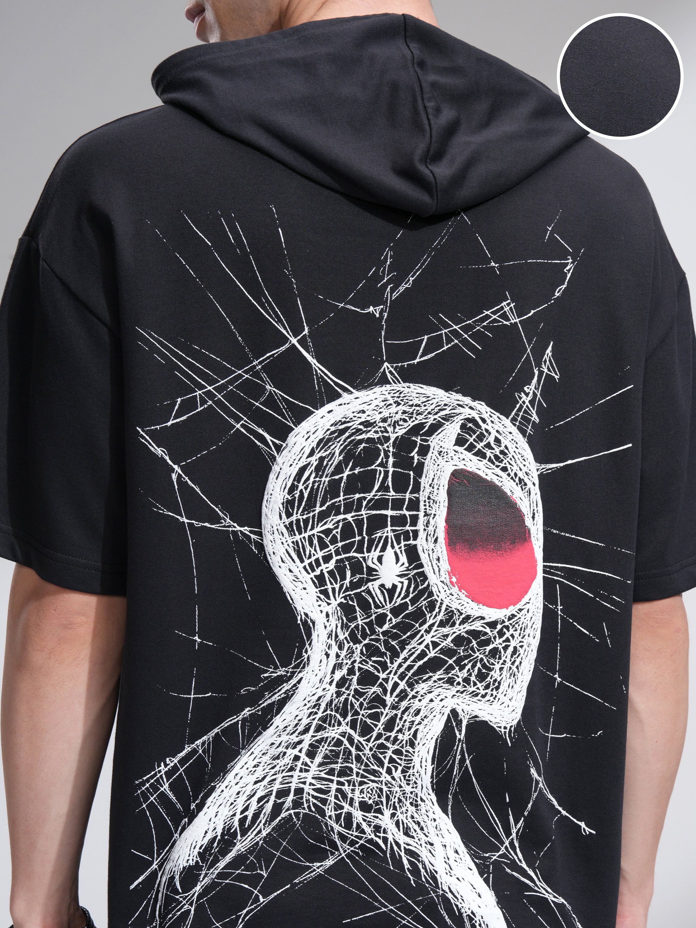 Marvel By Highlander Men Black Spider-Man Hooded Pullover Sweatshirt - Black - Image 5