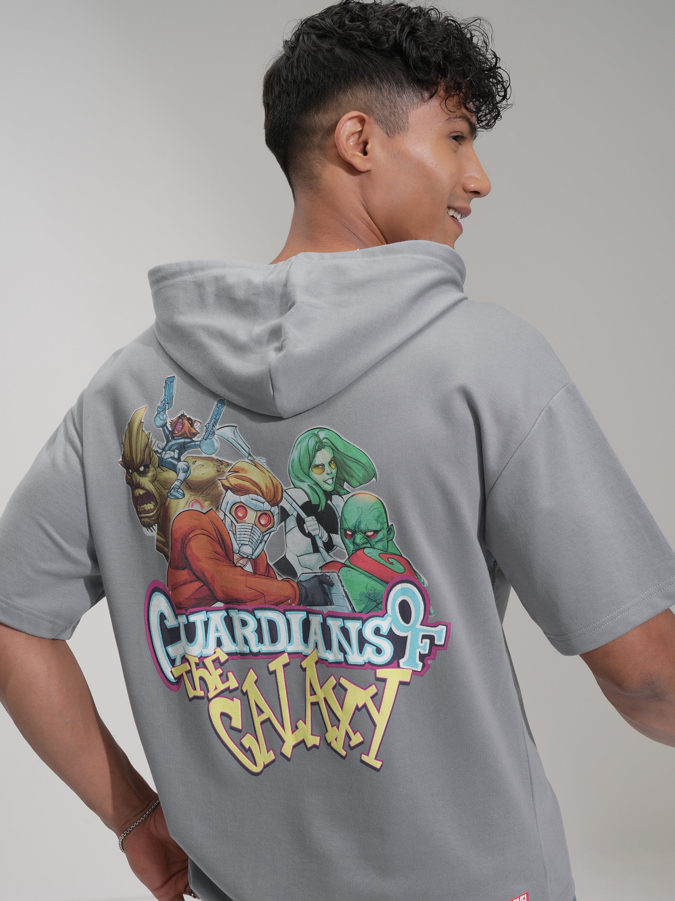 Marvel By Highlander Men Grey Guardians Of The Galaxy Hooded Pullover Sweatshirt - Grey - Image 1