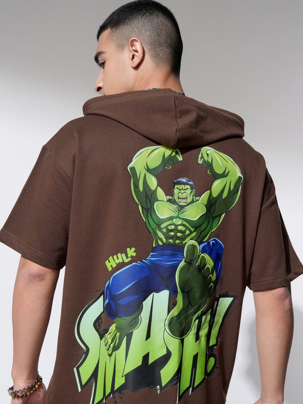 Marvel By Highlander Men Brown Hulk Hooded Pullover Sweatshirt - Brown - Image 1