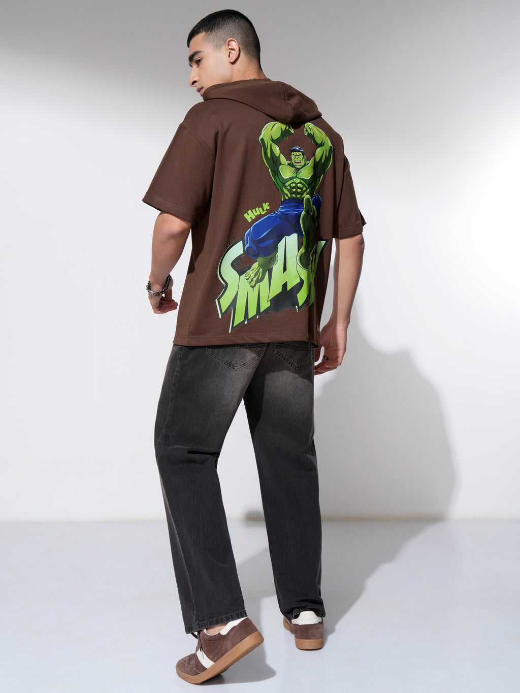 Marvel By Highlander Men Brown Hulk Hooded Pullover Sweatshirt - Brown - Image 2