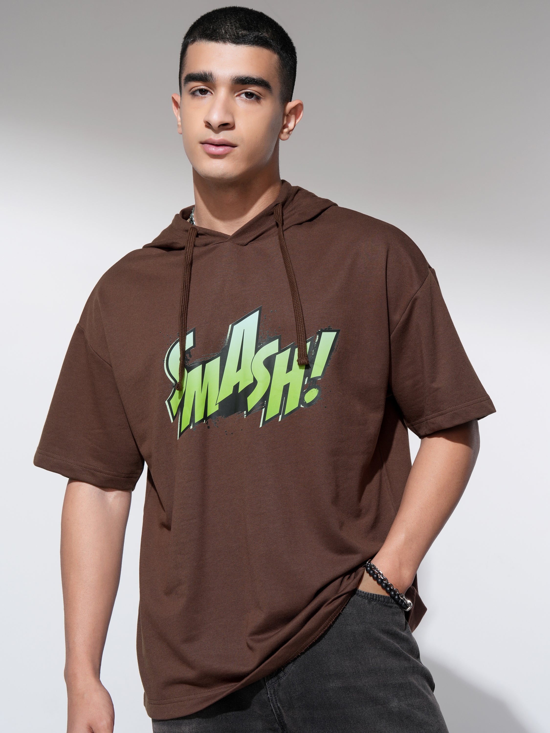Marvel By Highlander Men Brown Hulk Hooded Pullover Sweatshirt - Brown - Image 3