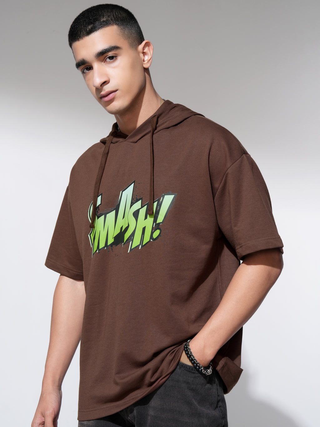 Marvel By Highlander Men Brown Hulk Hooded Pullover Sweatshirt - Brown - Image 4