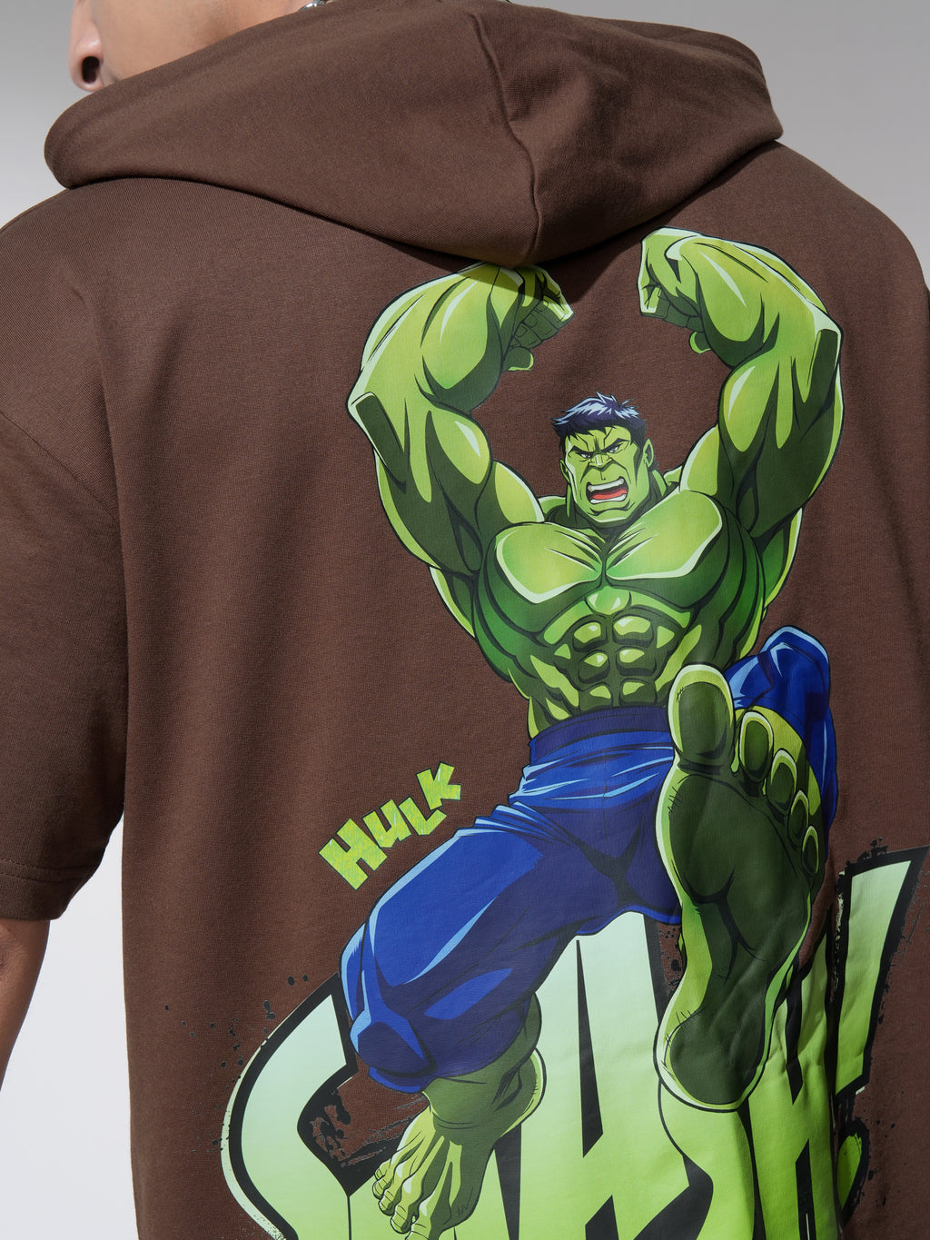 Marvel By Highlander Men Brown Hulk Hooded Pullover Sweatshirt - Brown - Image 7