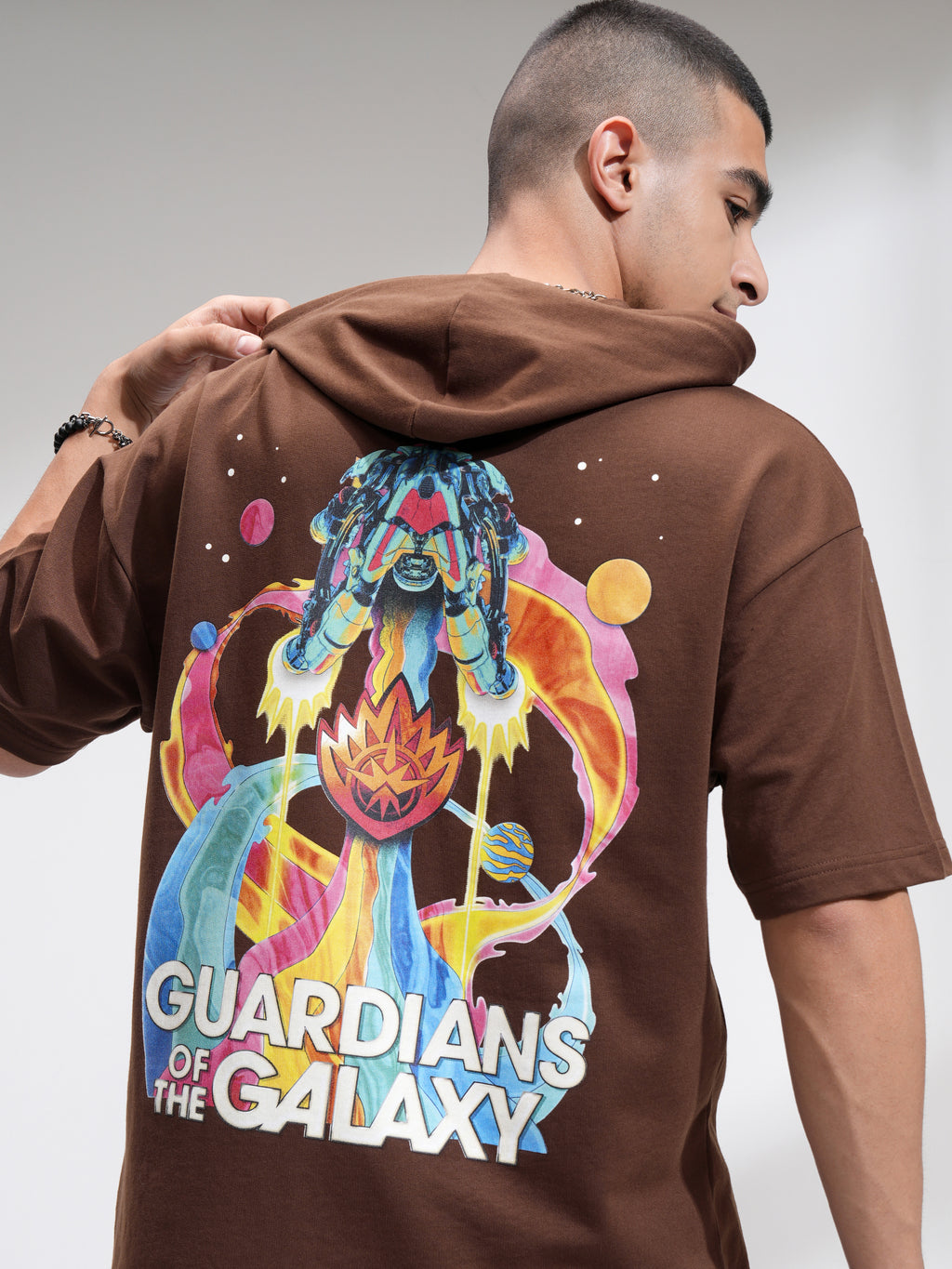Marvel By Highlander Men Brown Guardians Of The Galaxy Hooded Pullover Sweatshirt - Brown - Image 1