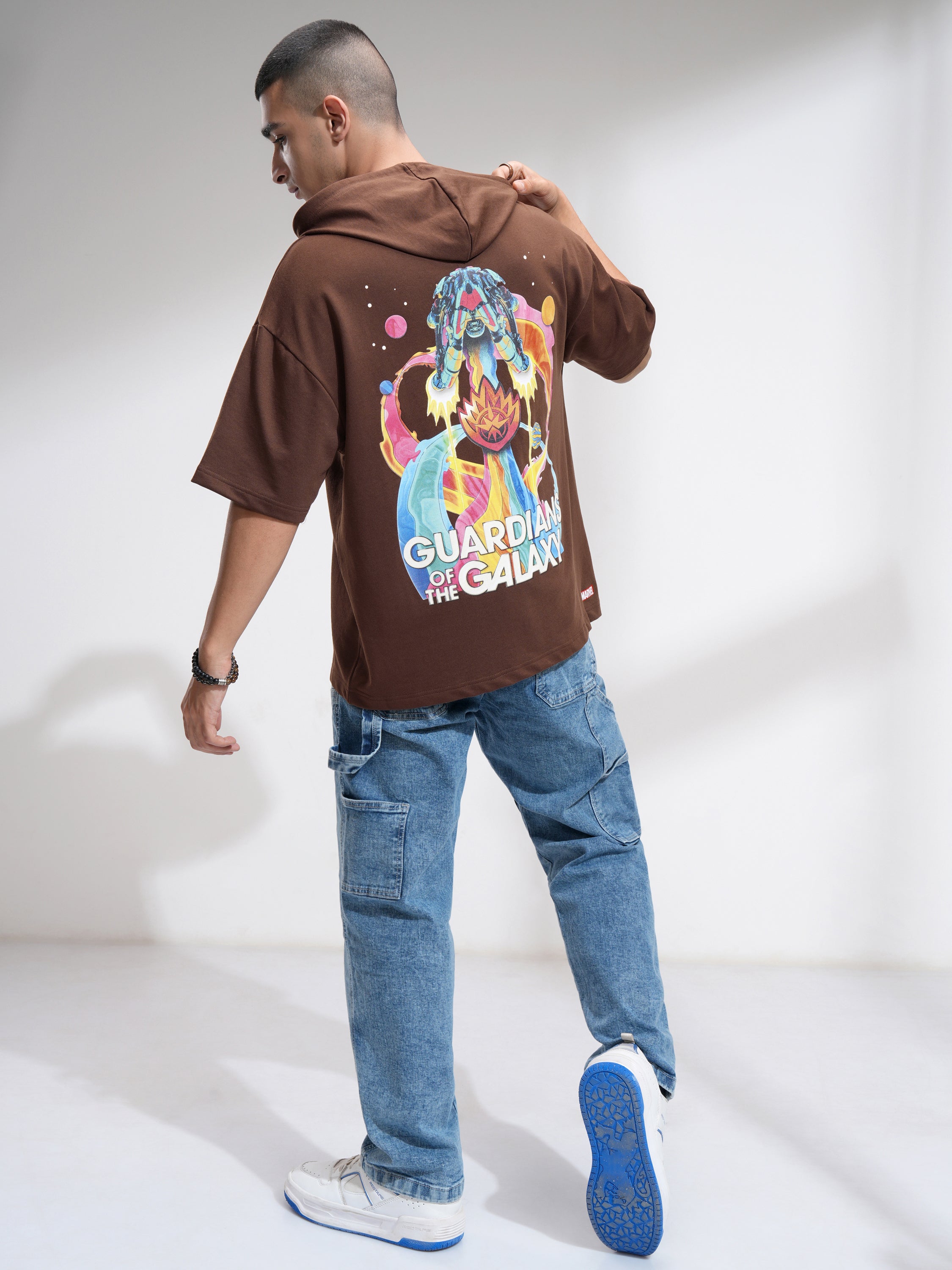 Marvel By Highlander Men Brown Guardians Of The Galaxy Hooded Pullover Sweatshirt - Brown - Image 2