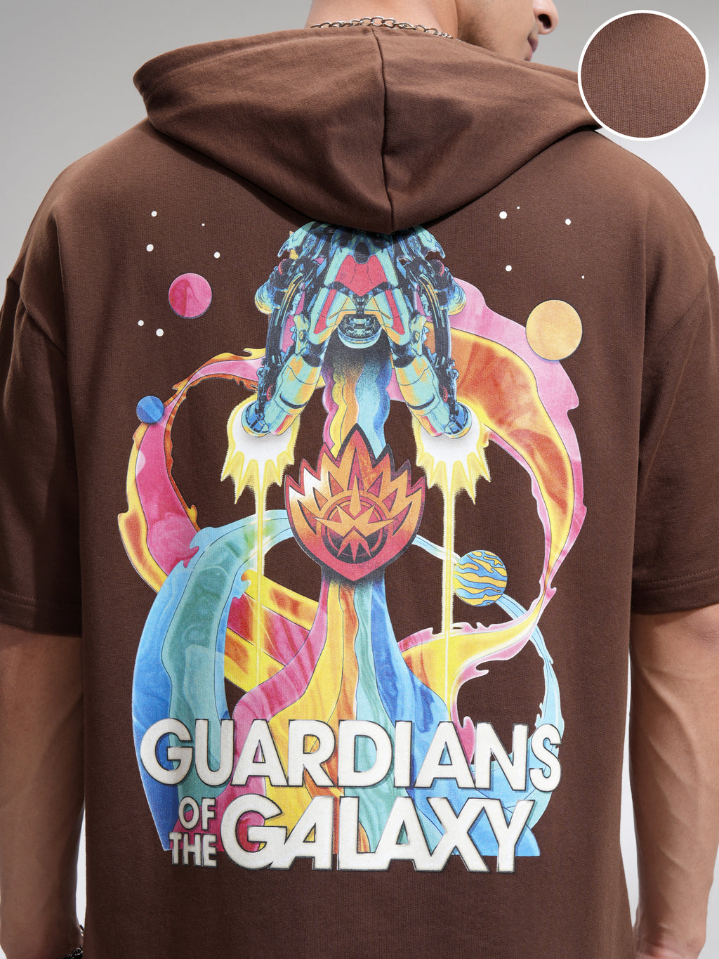 Marvel By Highlander Men Brown Guardians Of The Galaxy Hooded Pullover Sweatshirt - Brown - Image 5
