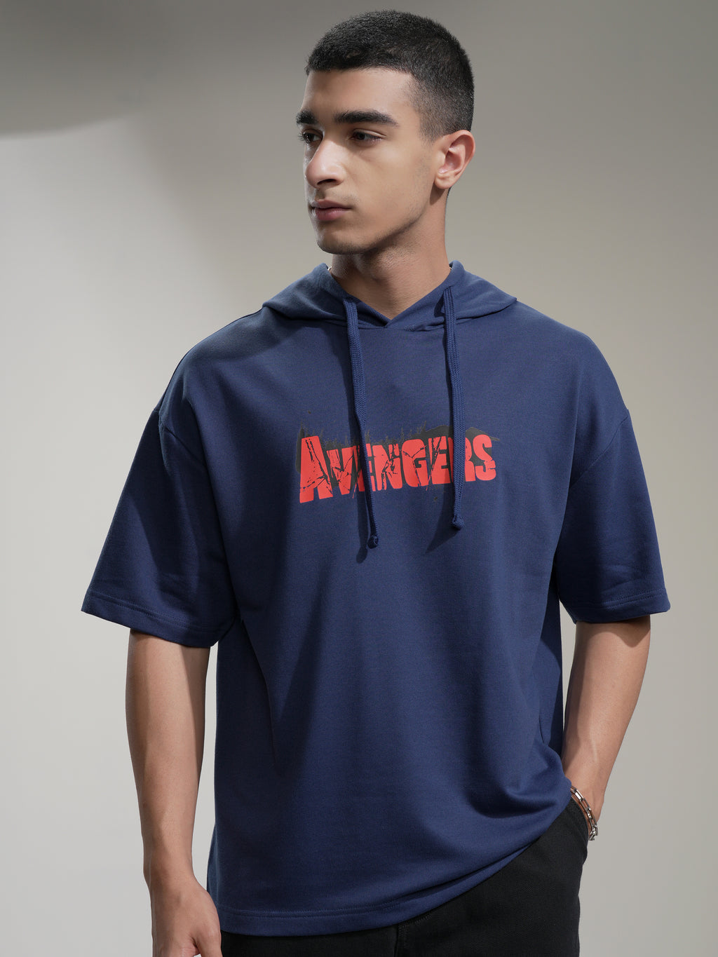 Marvel By Highlander Men Navy Blue Avengers Hooded Pullover Sweatshirt - Navy Blue - Image 3