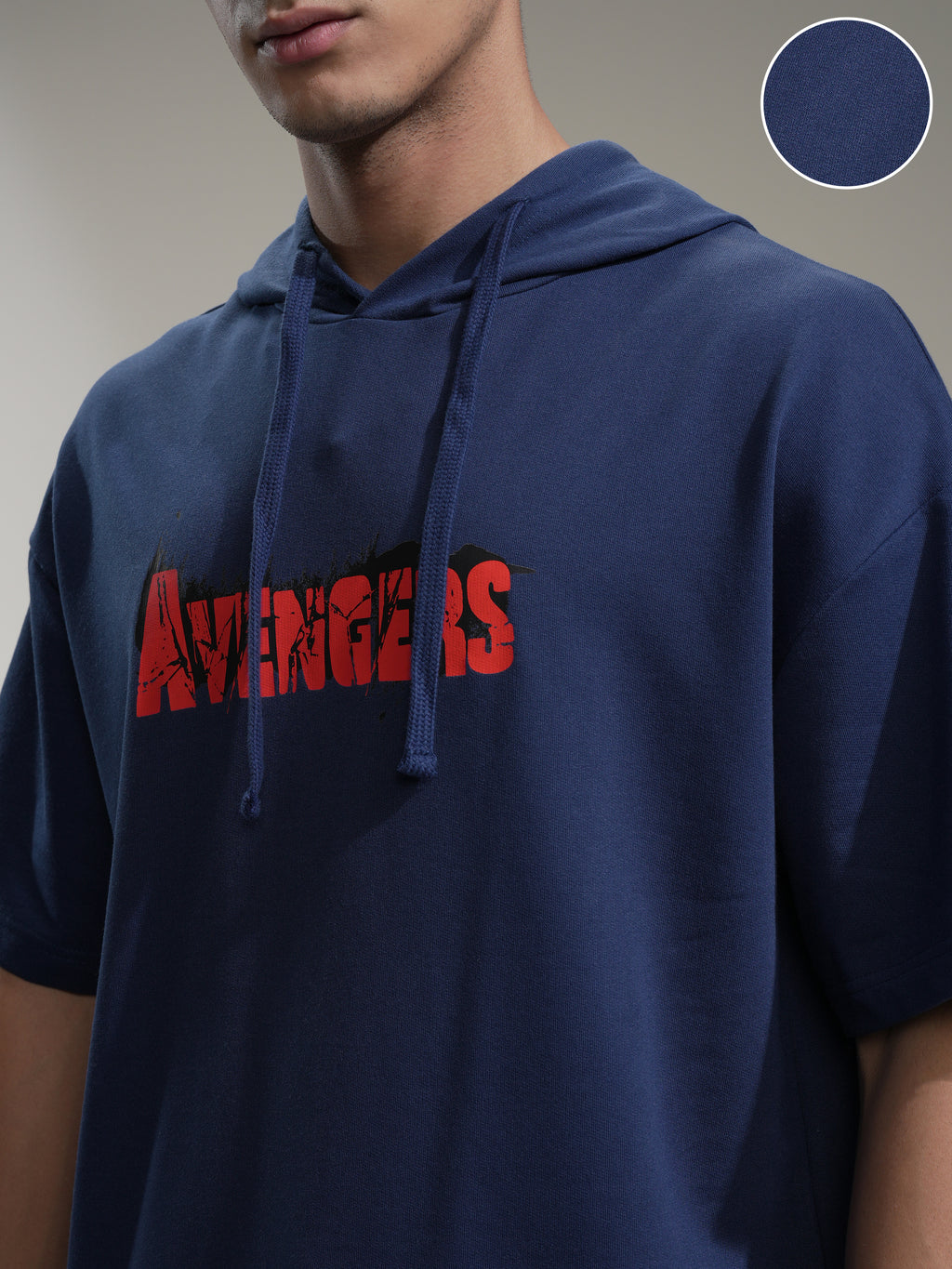 Marvel By Highlander Men Navy Blue Avengers Hooded Pullover Sweatshirt - Navy Blue - Image 5