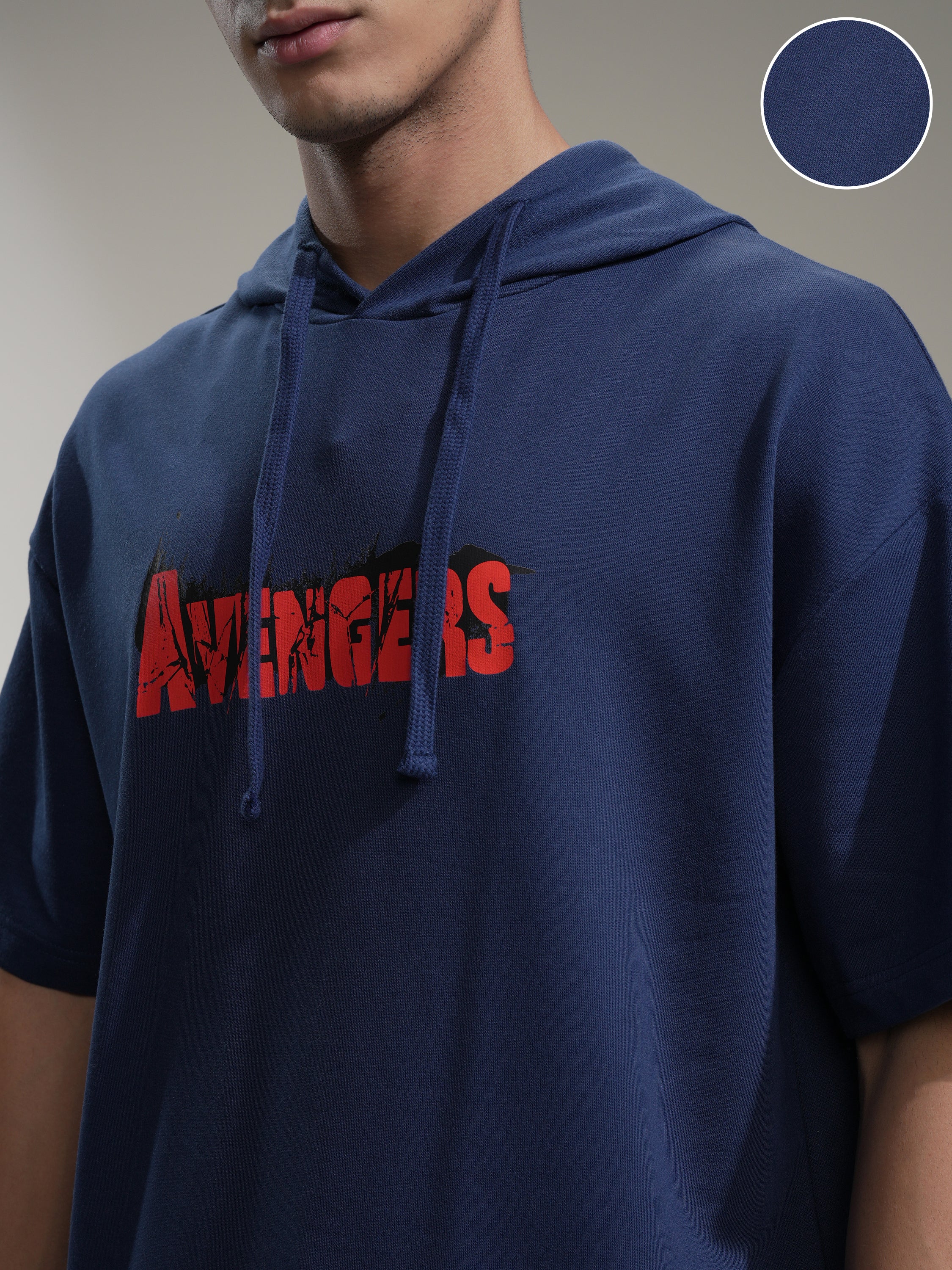 Marvel By Highlander Men Navy Blue Avengers Hooded Pullover Sweatshirt - Navy Blue - Image 5