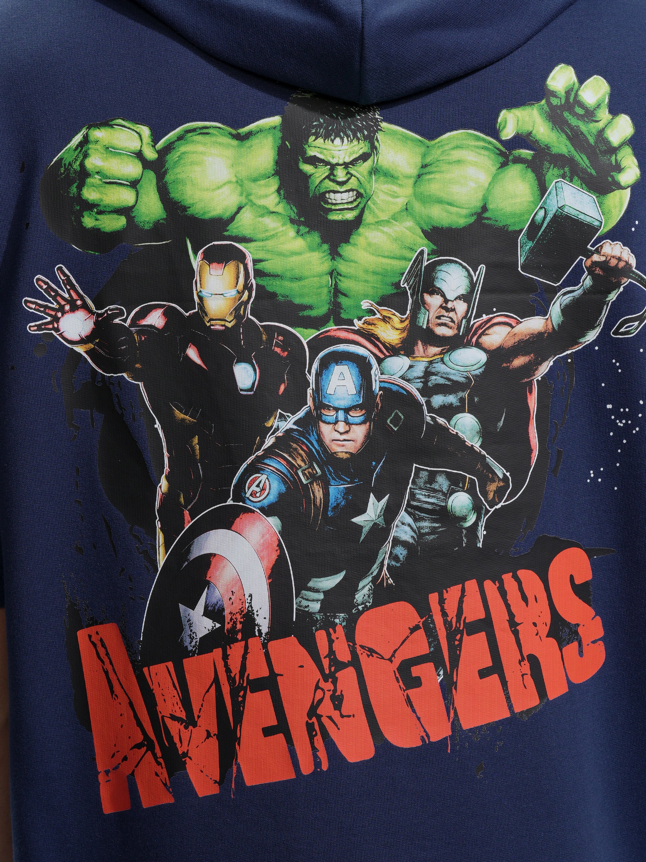 Marvel By Highlander Men Navy Blue Avengers Hooded Pullover Sweatshirt - Navy Blue - Image 7