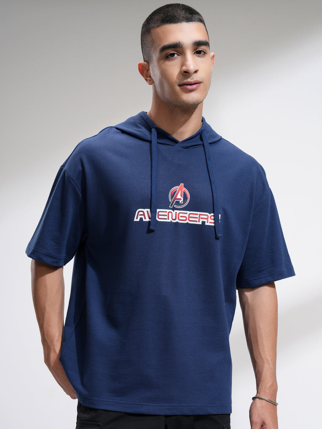 Marvel By Highlander Men Navy Blue Avengers Hooded Pullover Sweatshirt - Navy Blue - Image 3