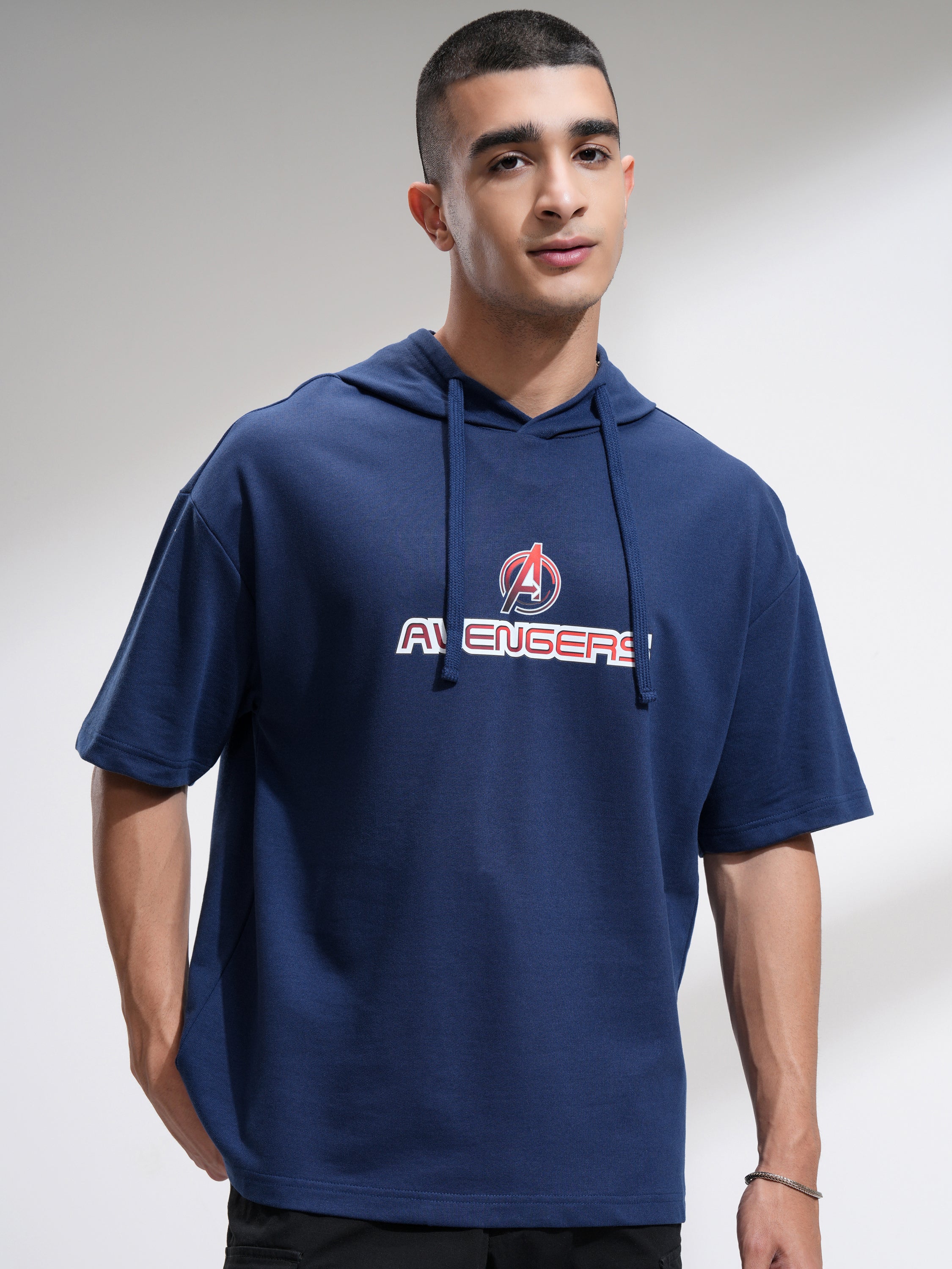Marvel By Highlander Men Navy Blue Avengers Hooded Pullover Sweatshirt - Navy Blue - Image 3