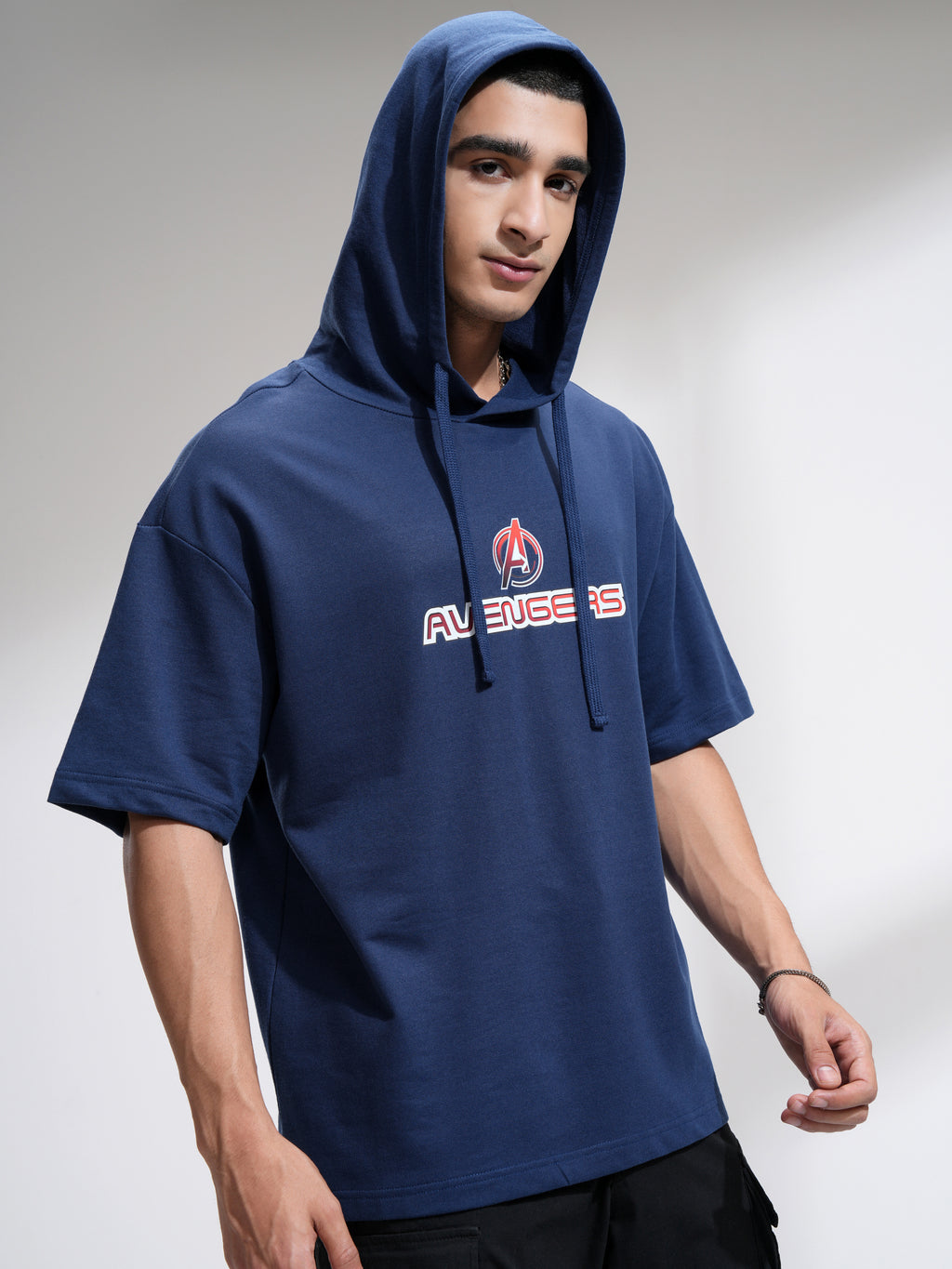 Marvel By Highlander Men Navy Blue Avengers Hooded Pullover Sweatshirt - Navy Blue - Image 6