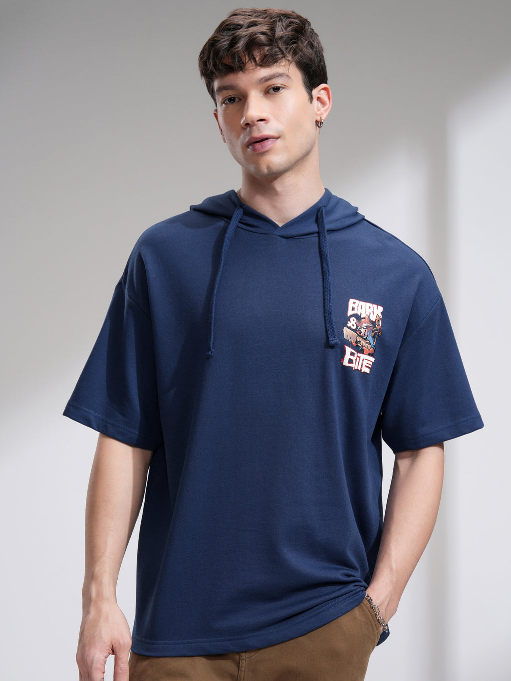 Marvel By Highlander Men Navy Blue Groot And Rocket Hooded Pullover Sweatshirt - Navy Blue - Image 3