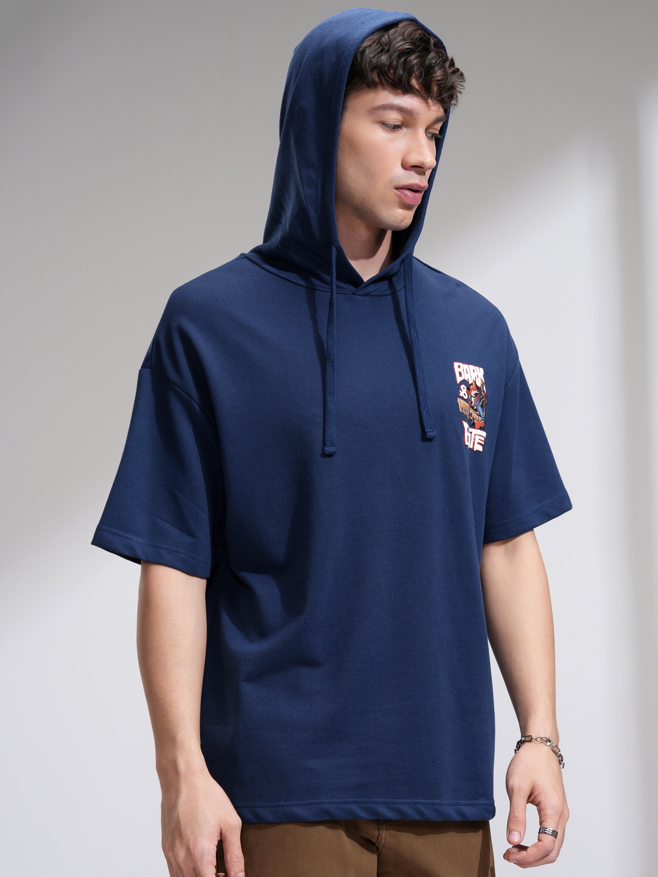 Marvel By Highlander Men Navy Blue Groot And Rocket Hooded Pullover Sweatshirt - Navy Blue - Image 6