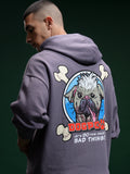 Marvel By Highlander Men Purple Deadpool Hooded Pullover Sweatshirt - Purple - Image 1