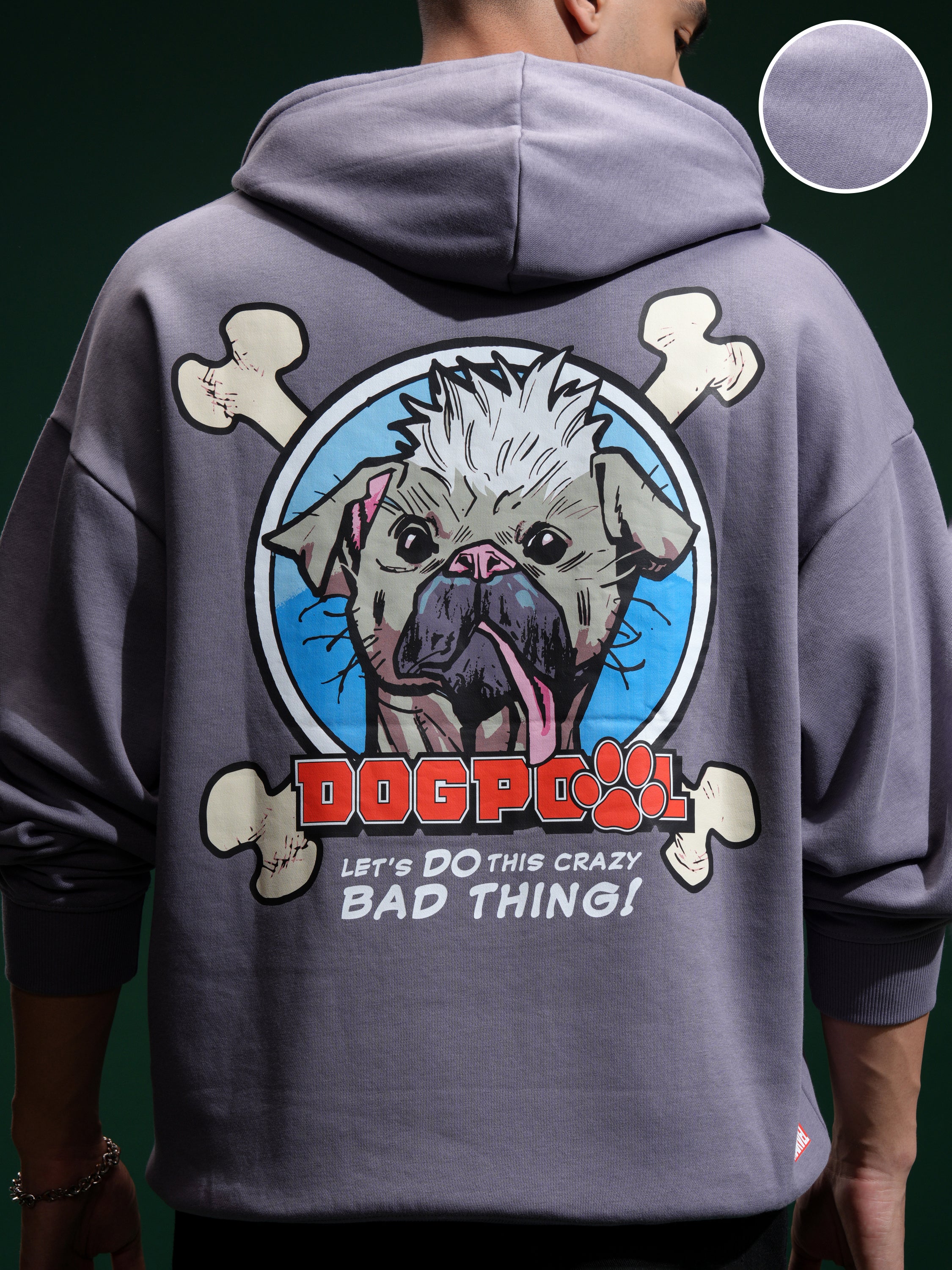 Marvel By Highlander Men Purple Deadpool Hooded Pullover Sweatshirt - Purple - Image 5