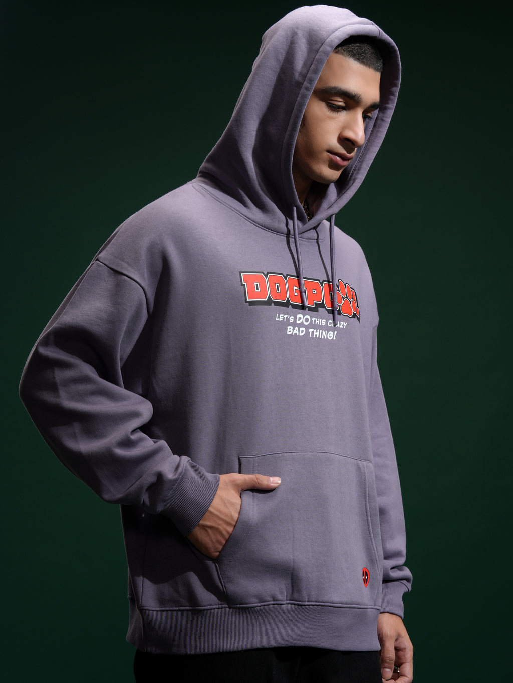 Marvel By Highlander Men Purple Deadpool Hooded Pullover Sweatshirt - Purple - Image 6
