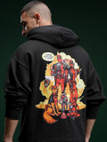 Marvel By Highlander Men Black Deadpool Hooded Pullover Sweatshirt - Black - Image 1