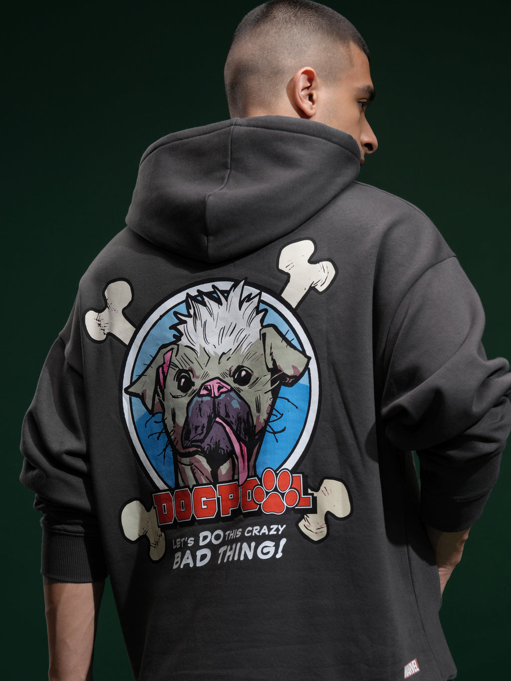Marvel By Highlander Men Grey Deadpool Hooded Pullover Sweatshirt - Grey - Image 1