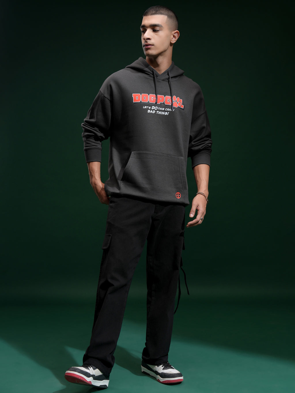 Marvel By Highlander Men Grey Deadpool Hooded Pullover Sweatshirt - Grey - Image 2