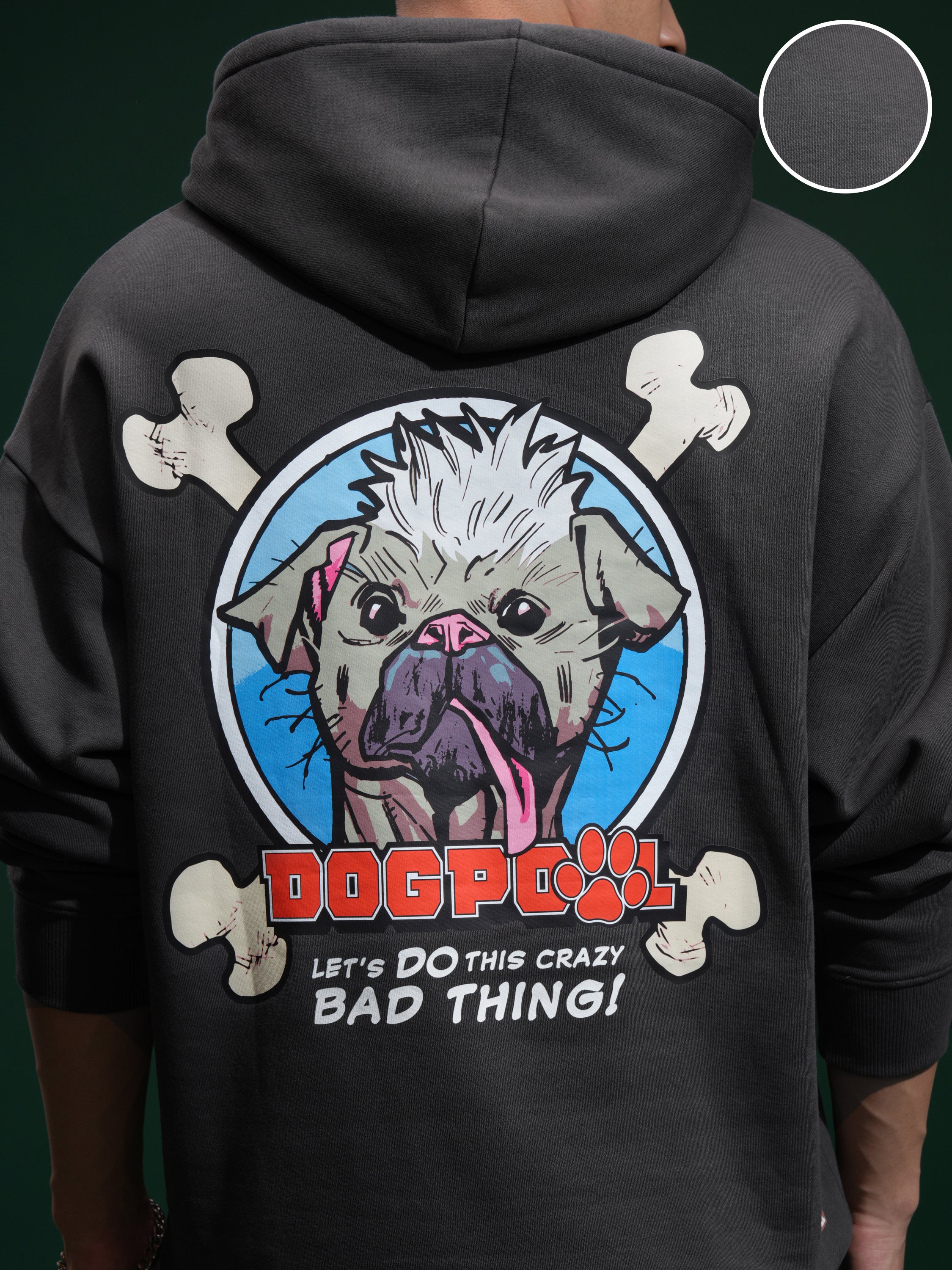 Marvel By Highlander Men Grey Deadpool Hooded Pullover Sweatshirt - Grey - Image 5