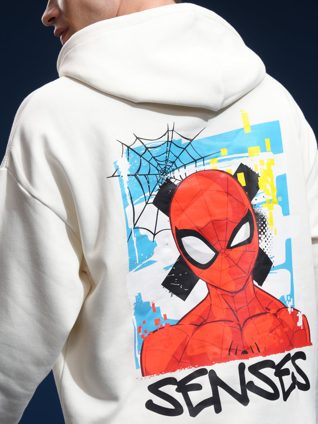 Marvel By Highlander Men White Spider-Man Hooded Pullover Sweatshirt - White - Image 7