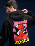 Marvel By Highlander Men Black Spider-Man Hooded Pullover Sweatshirt - Black - Image 1
