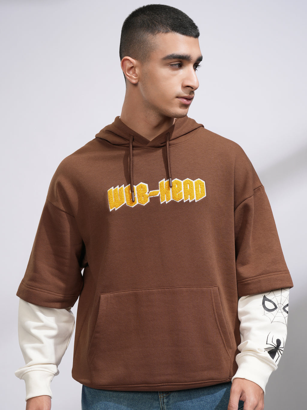 Marvel By Highlander Men Brown Spider-Man Hooded Pullover Sweatshirt - Brown - Image 3