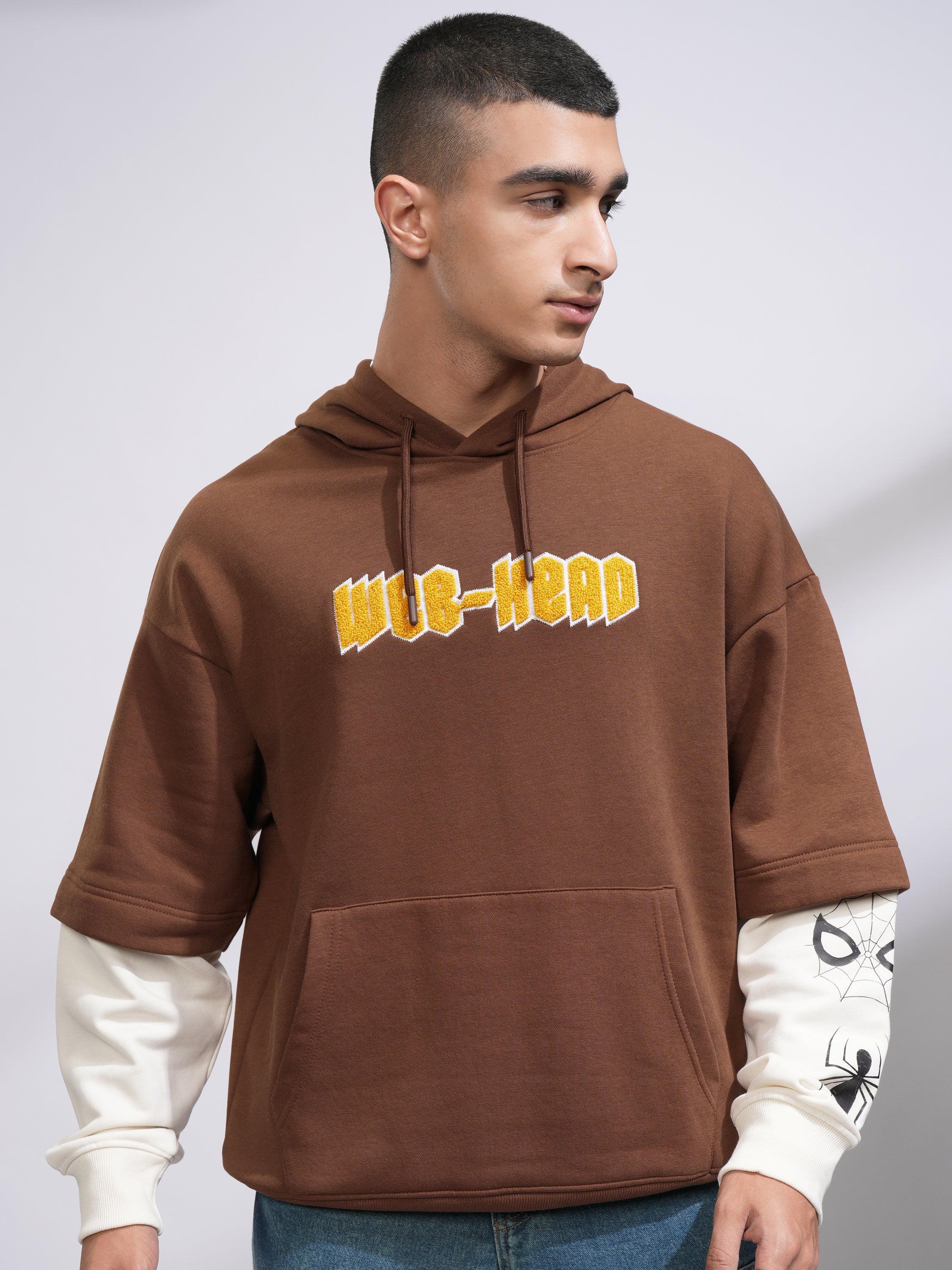 Marvel By Highlander Men Brown Spider-Man Hooded Pullover Sweatshirt - Brown - Image 3