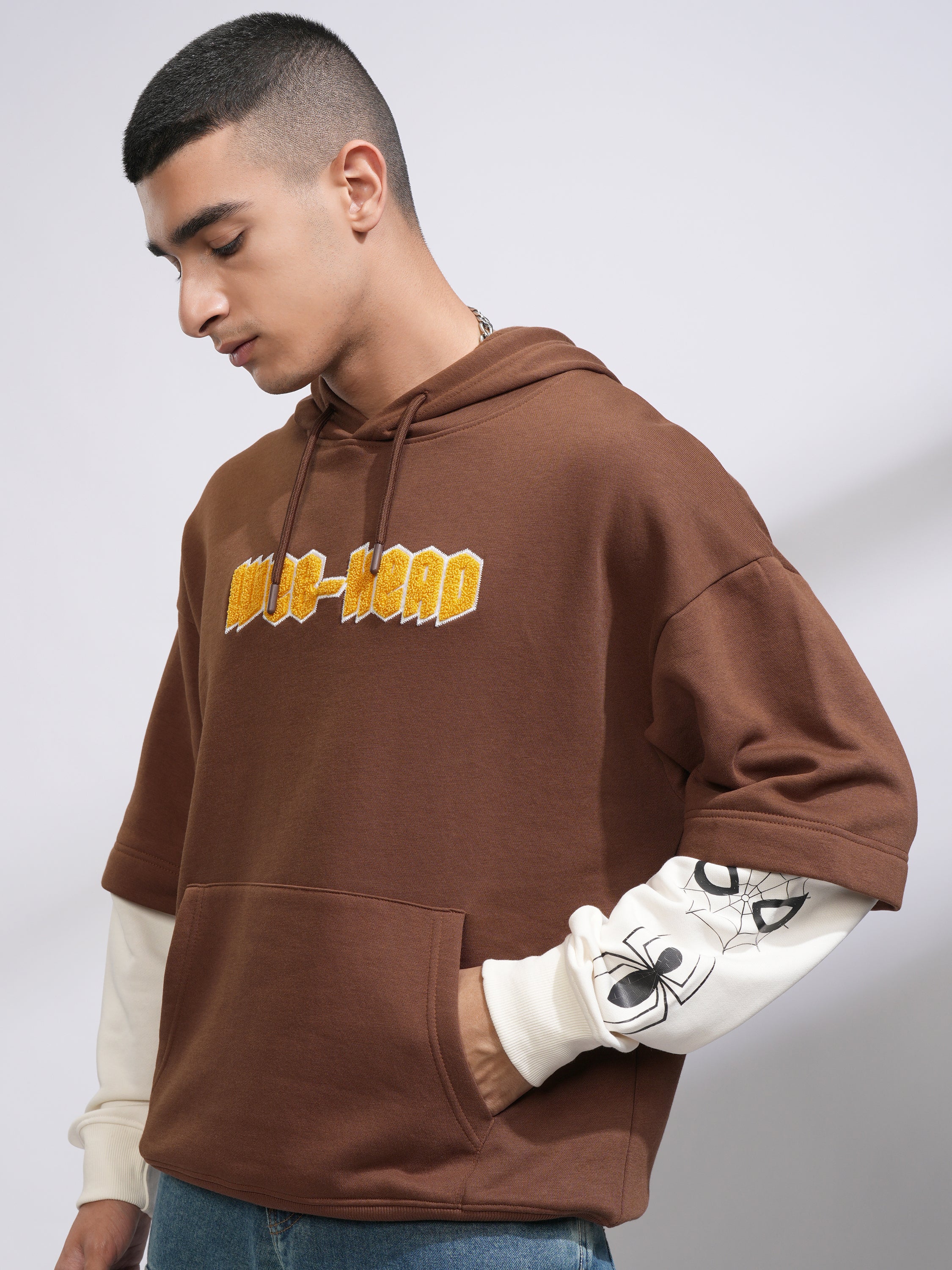 Marvel By Highlander Men Brown Spider-Man Hooded Pullover Sweatshirt - Brown - Image 4
