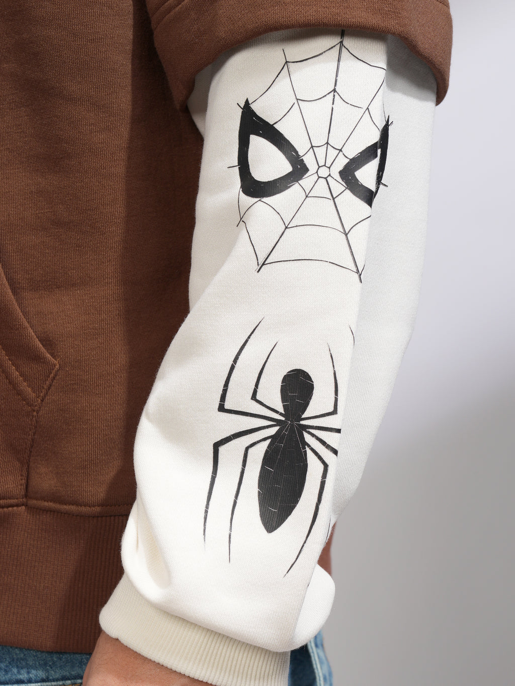 Marvel By Highlander Men Brown Spider-Man Hooded Pullover Sweatshirt - Brown - Image 7