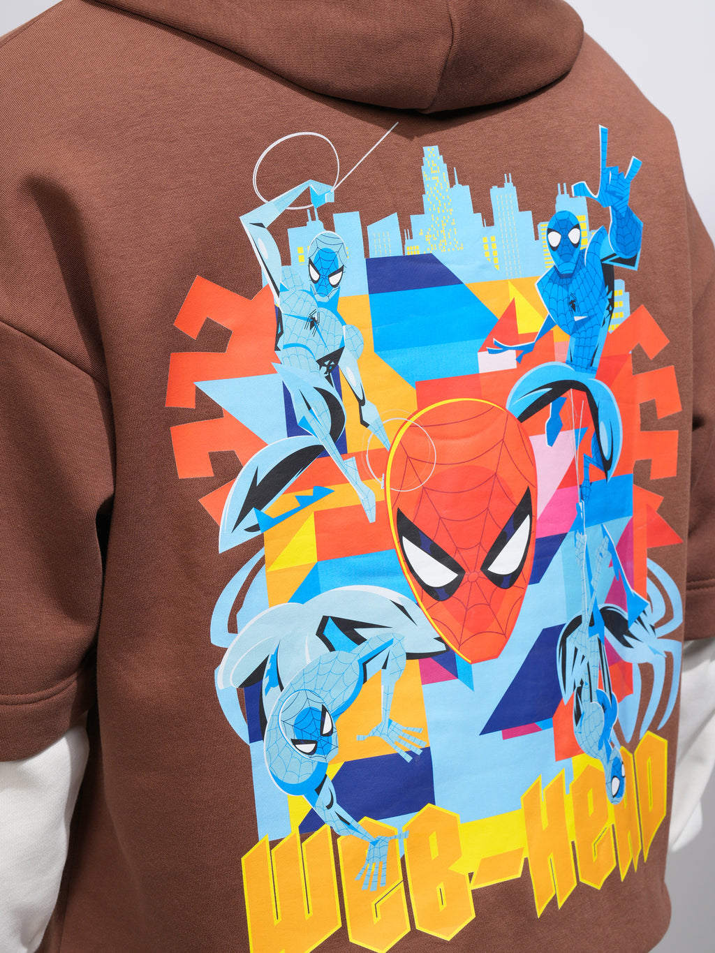Marvel By Highlander Men Brown Spider-Man Hooded Pullover Sweatshirt - Brown - Image 8