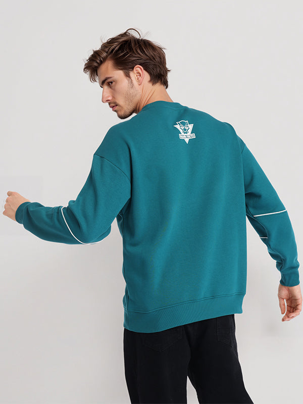 Marvel By Highlander Men Teal Black Panther Round Neck Pullover Sweatshirt - Teal - Image 3