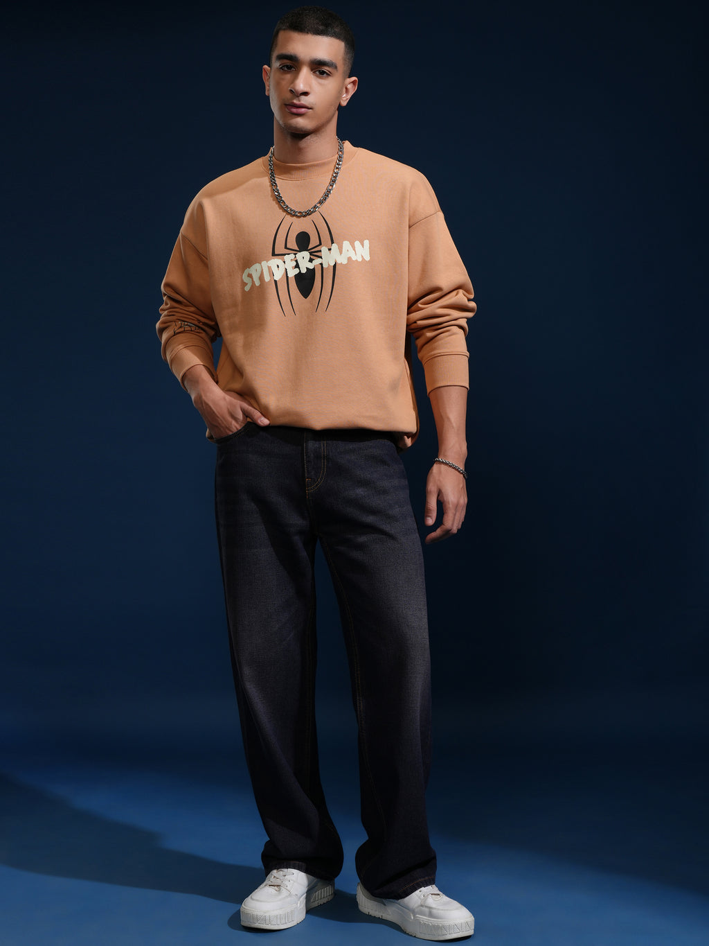 Marvel By Highlander Men Brown Spider-Man Round Neck Pullover Sweatshirt - Brown - Image 2