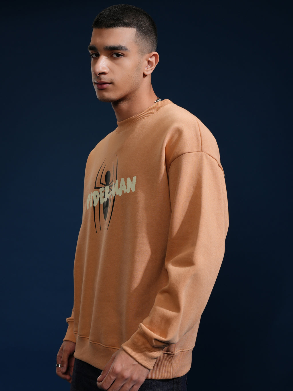 Marvel By Highlander Men Brown Spider-Man Round Neck Pullover Sweatshirt - Brown - Image 4