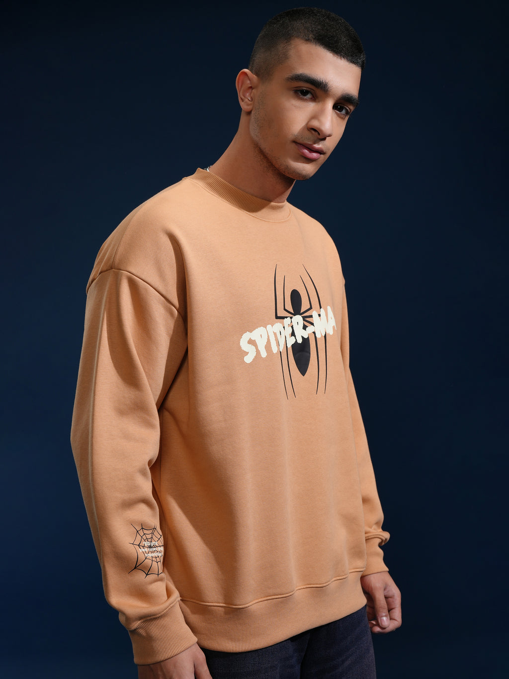 Marvel By Highlander Men Brown Spider-Man Round Neck Pullover Sweatshirt - Brown - Image 6