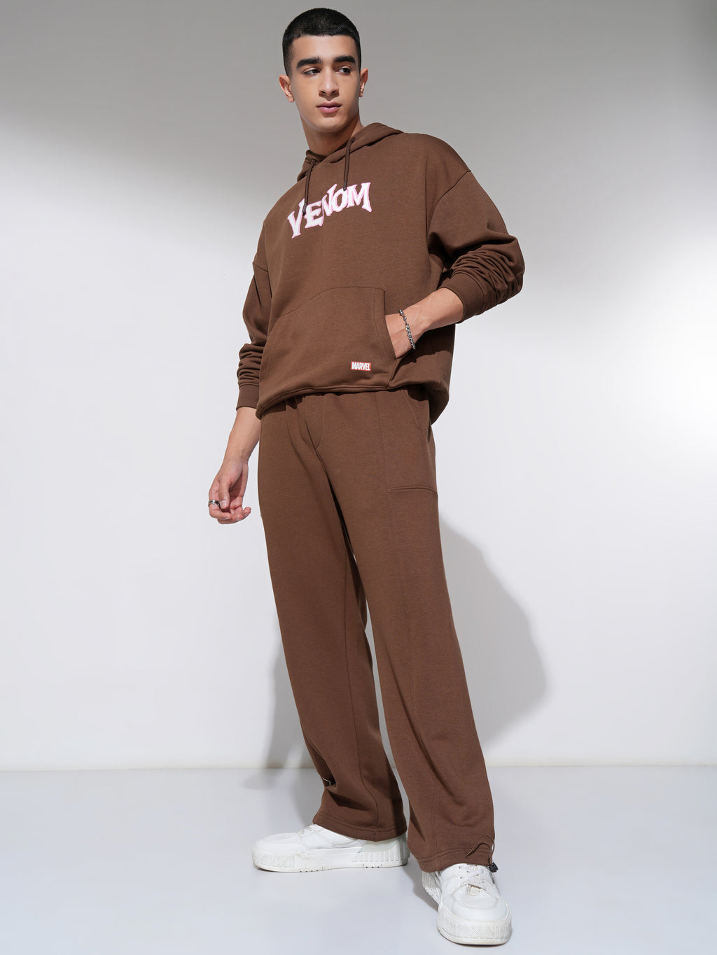 Marvel By Highlander Men Brown Venom Hooded Pullover Sweatshirt - Brown - Image 2