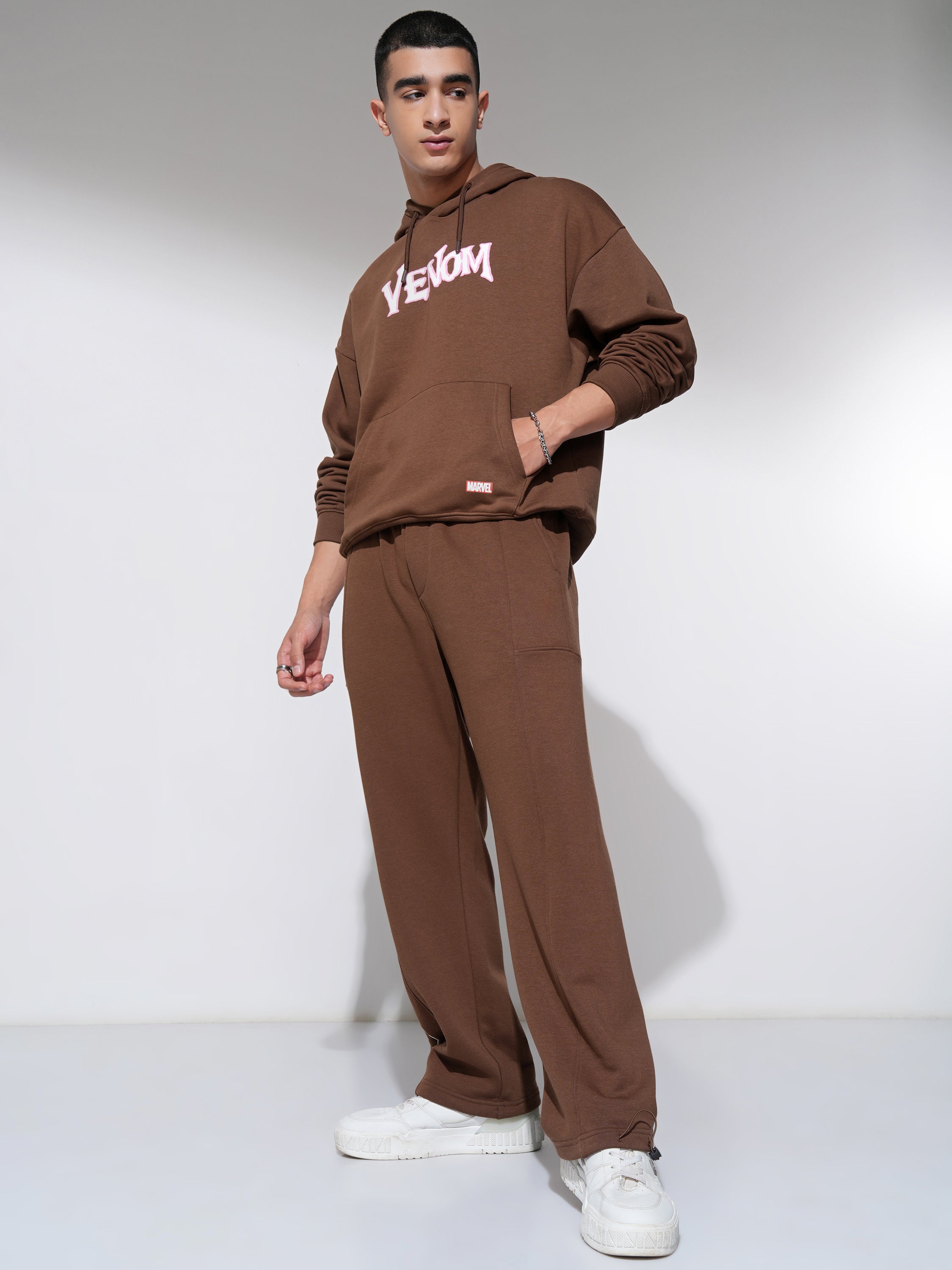 Marvel By Highlander Men Brown Venom Hooded Pullover Sweatshirt - Brown - Image 2