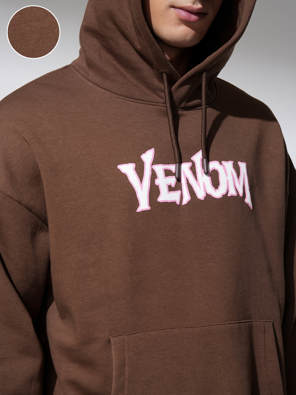 Marvel By Highlander Men Brown Venom Hooded Pullover Sweatshirt - Brown - Image 5